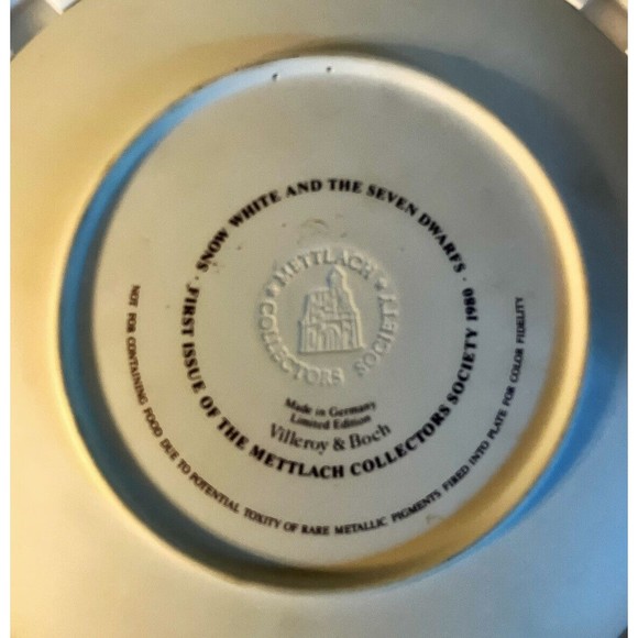 Vintage Mettlach Collectors Society Chromolith Snow White & The 7 Dwarfs Plate - Picture 5 of 5